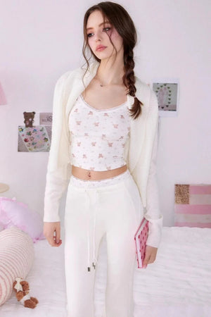 Bear Print Sweater Suspender Set-Up