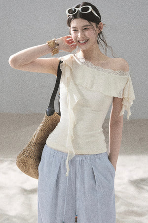 Before the Sunset Lace Off-Shoulder Top