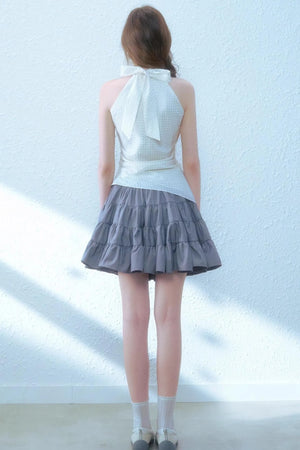 Beige Blue Swing Top