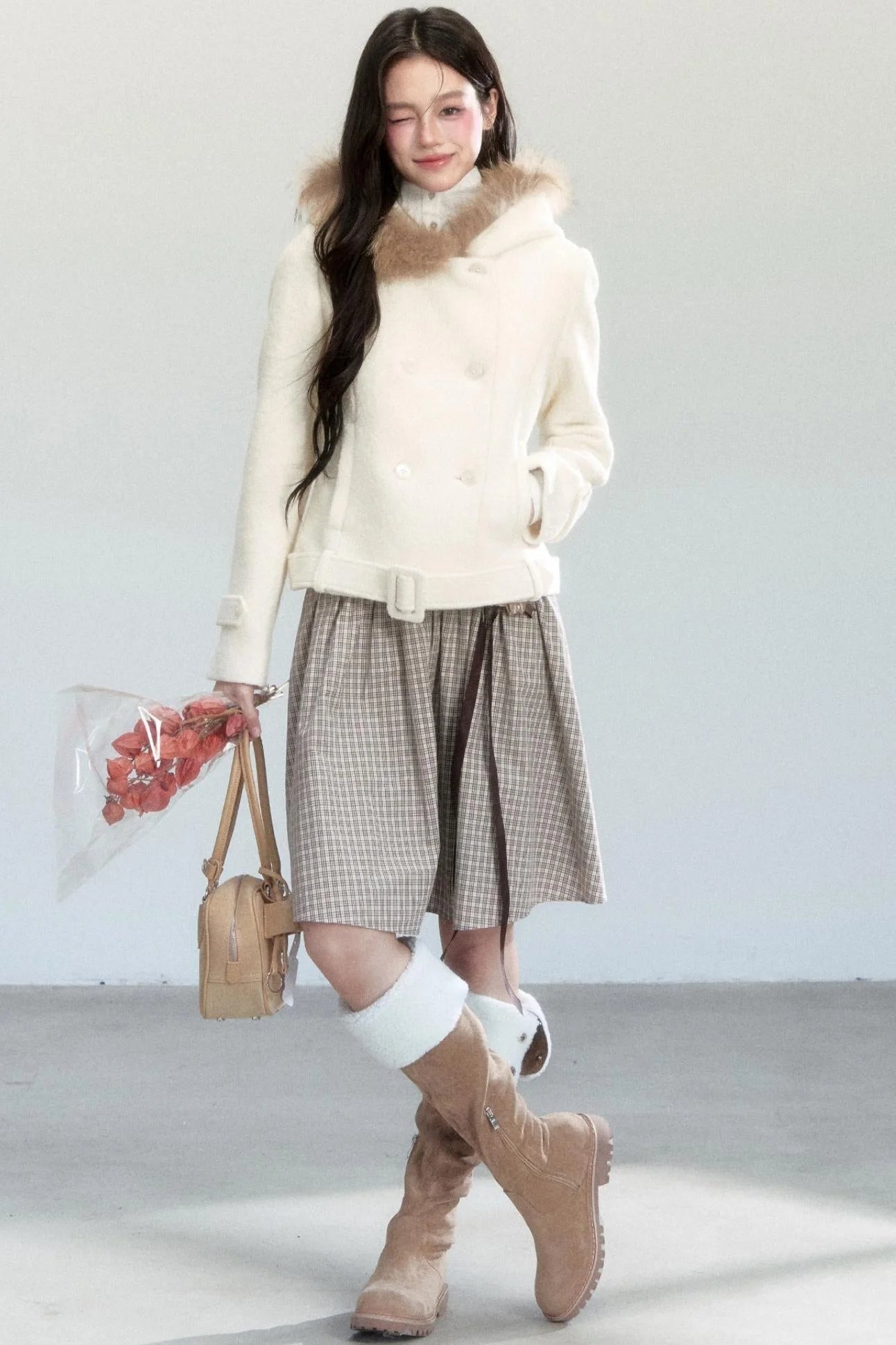 Beige Tweed Coat