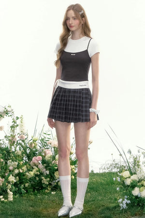 Berlin Prologue Retro Plaid Pleated Skirt