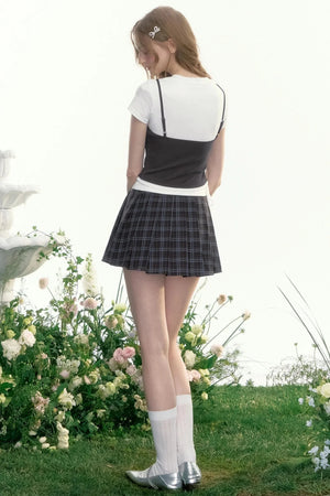 Berlin Prologue Retro Plaid Pleated Skirt