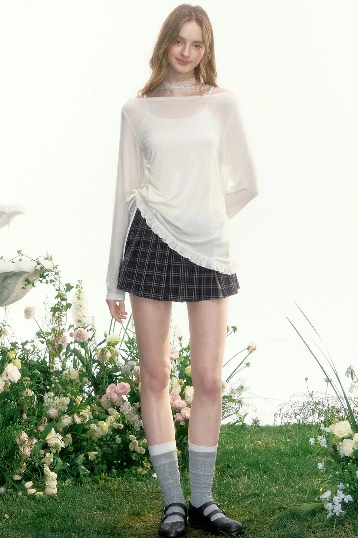 Berlin Prologue Retro Plaid Pleated Skirt