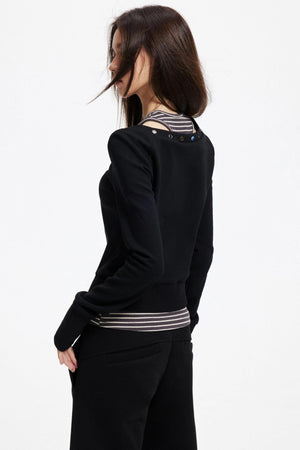 Big V-Neck Knitted Sweater Set-Up