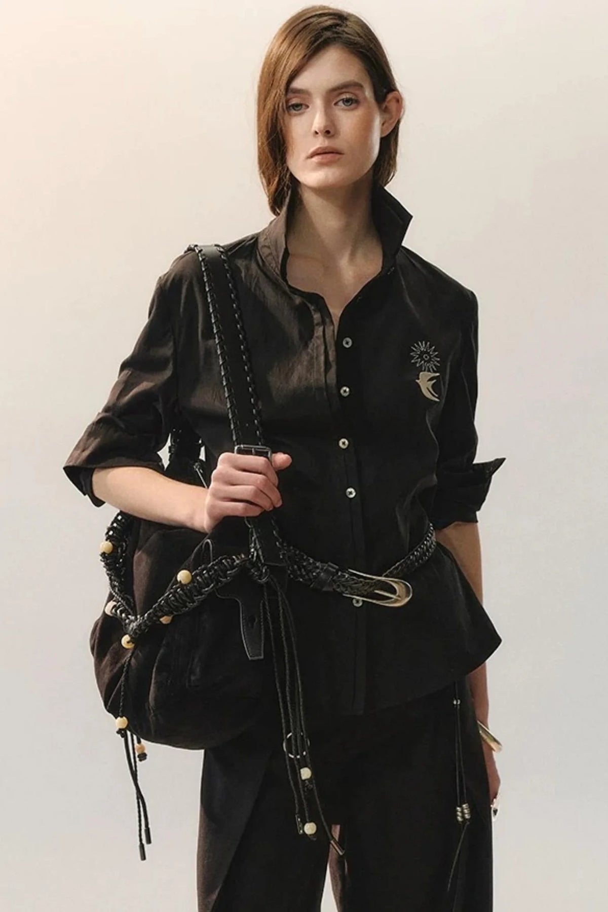 Bird Embroidery Lace Shirt