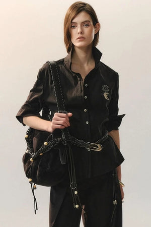 Bird Embroidery Lace Shirt