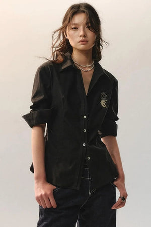 Bird Embroidery Lace Shirt