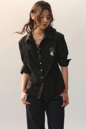 Bird Embroidery Lace Shirt