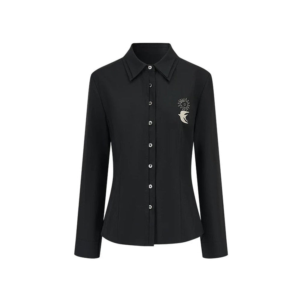 Bird Embroidery Lace Shirt