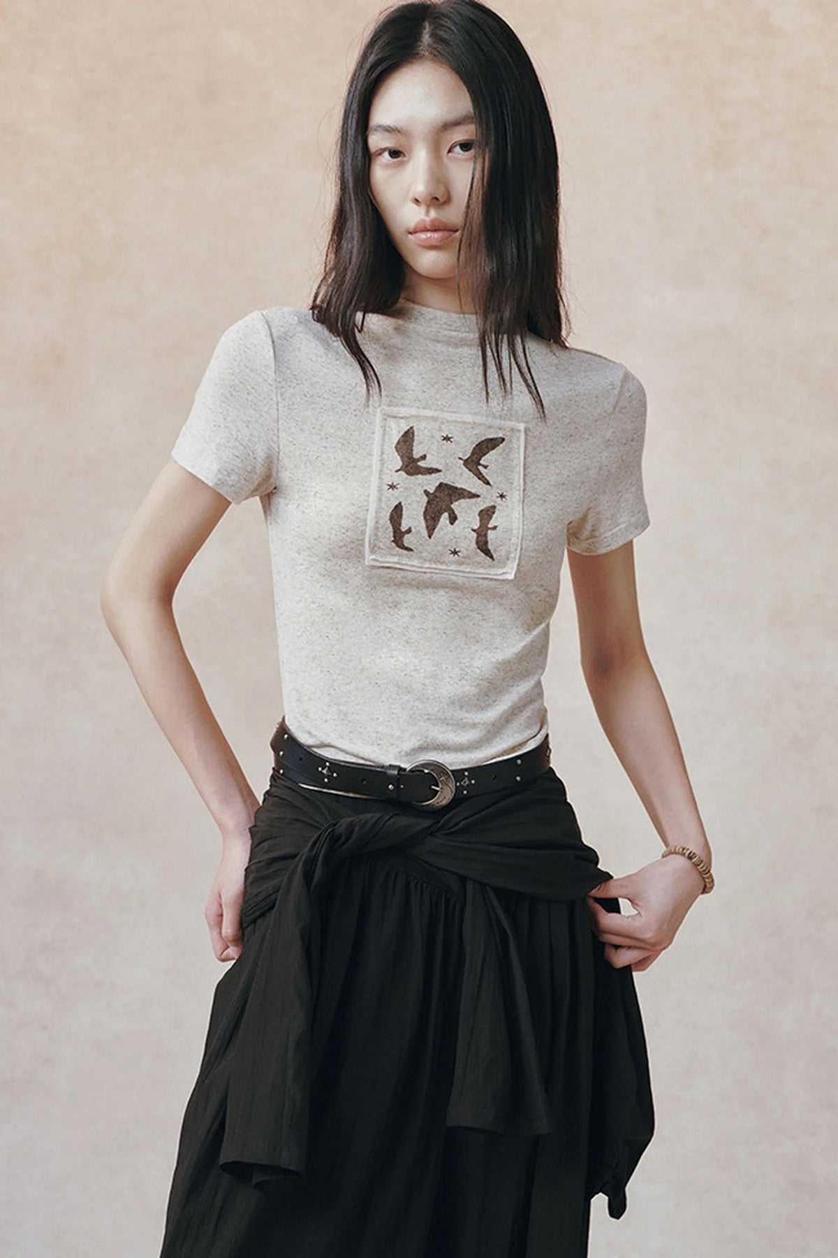 Bird Print Pocket T-Shirt