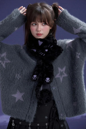 Black And Purple Cat Scarf