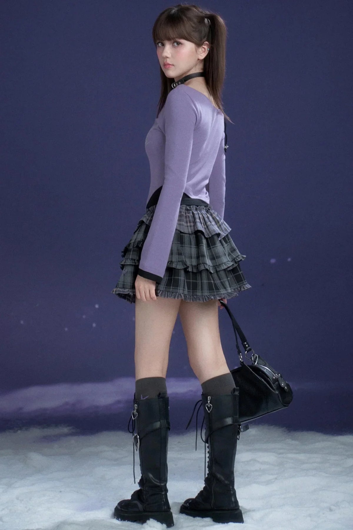 Black and Purple Fighting Spirit Top