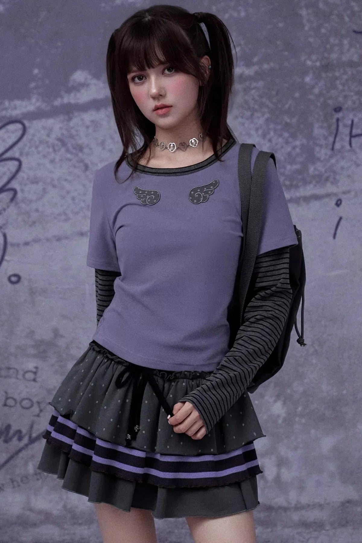 Black and Purple Two-Piece Top