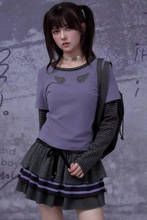 Black and Purple Two-Piece Top