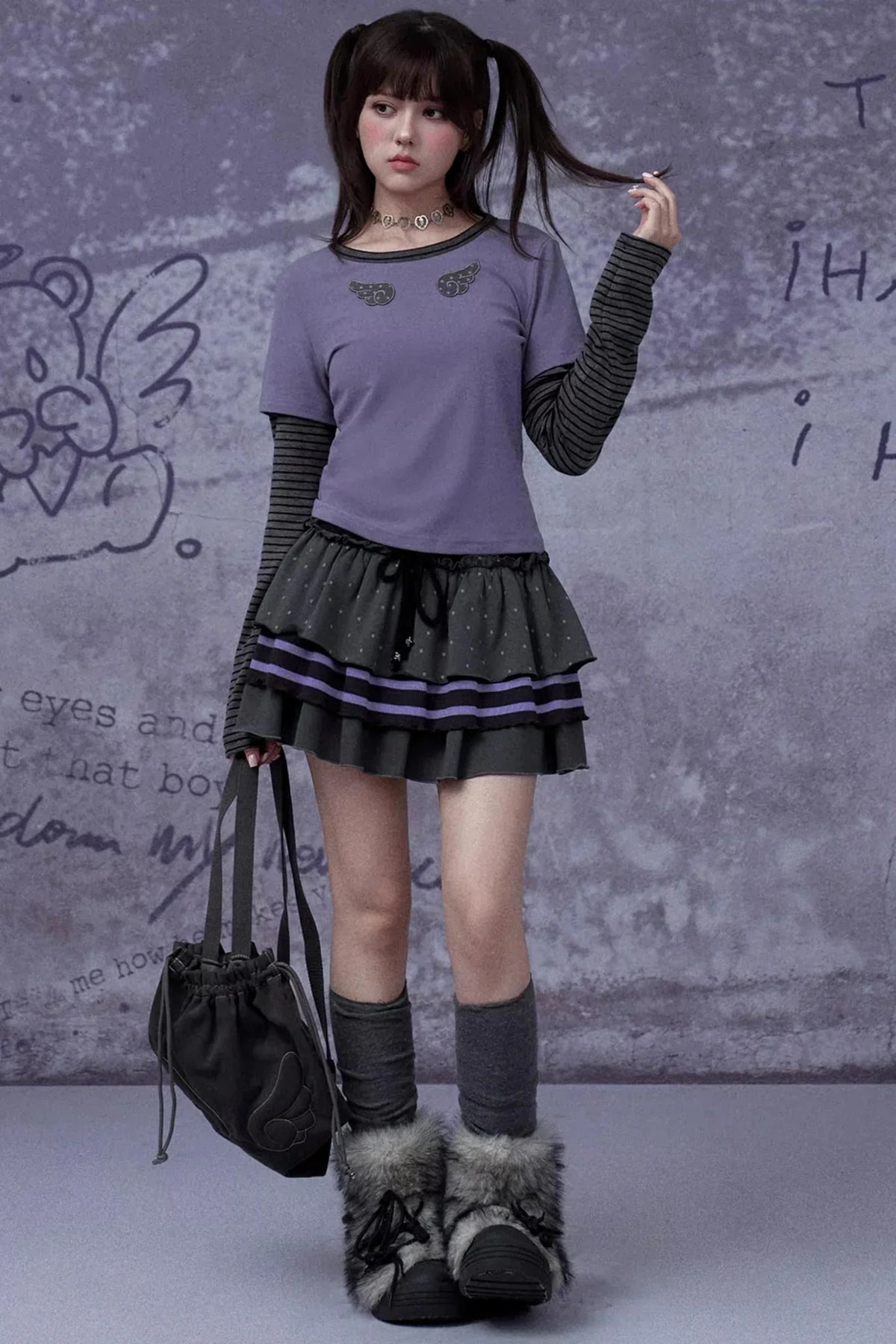 Black and Purple Two-Piece Top