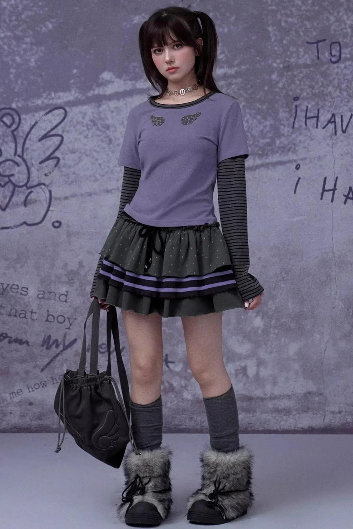 Black and Purple Two-Piece Top