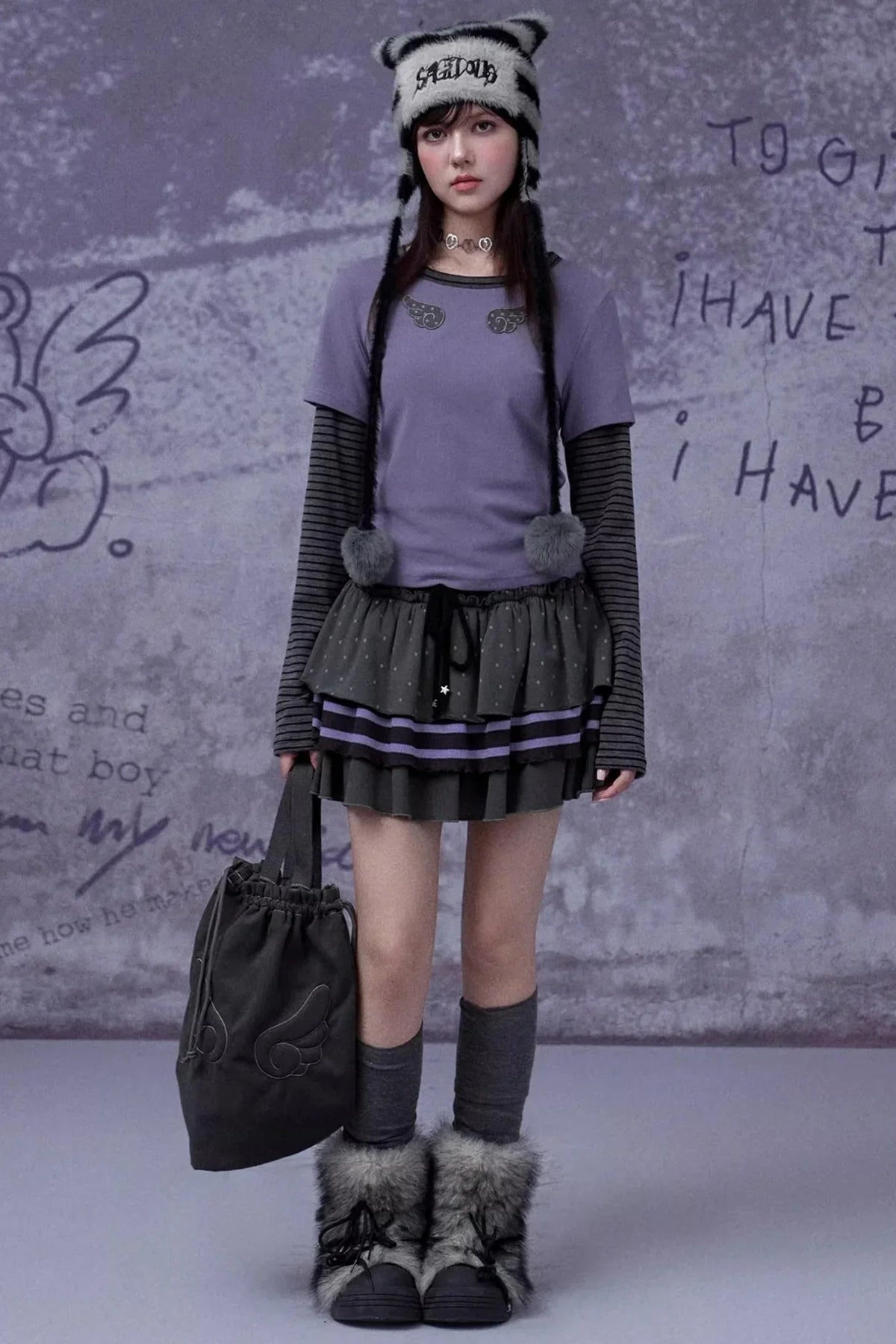 Black and Purple Two-Piece Top
