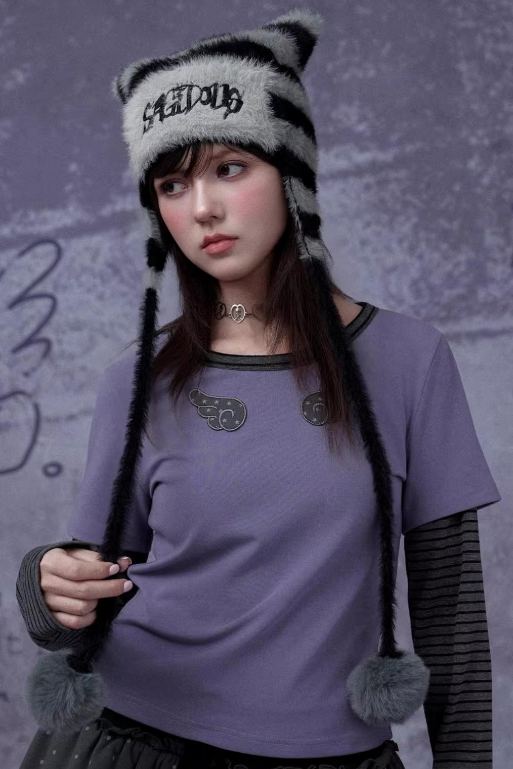 Black and Purple Two-Piece Top