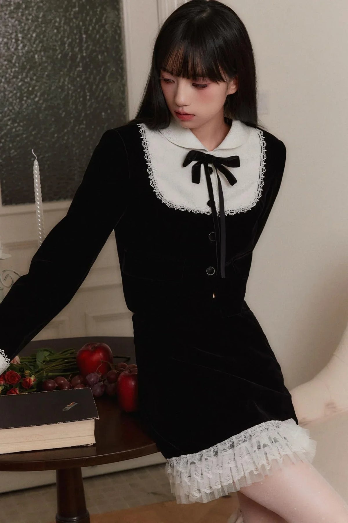 Black and White Jacquard Top Set-up