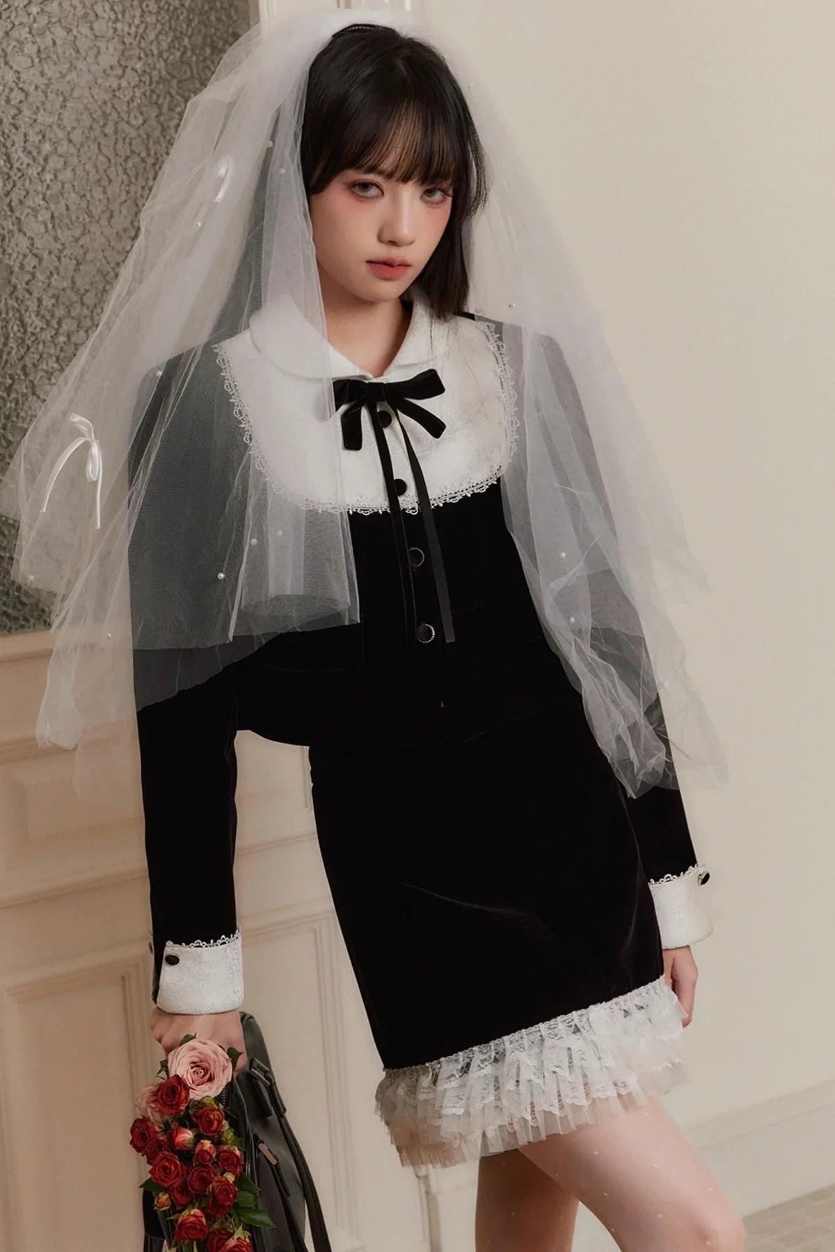 Black and White Jacquard Top Set-up