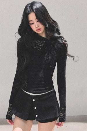 Black and White Lace Top