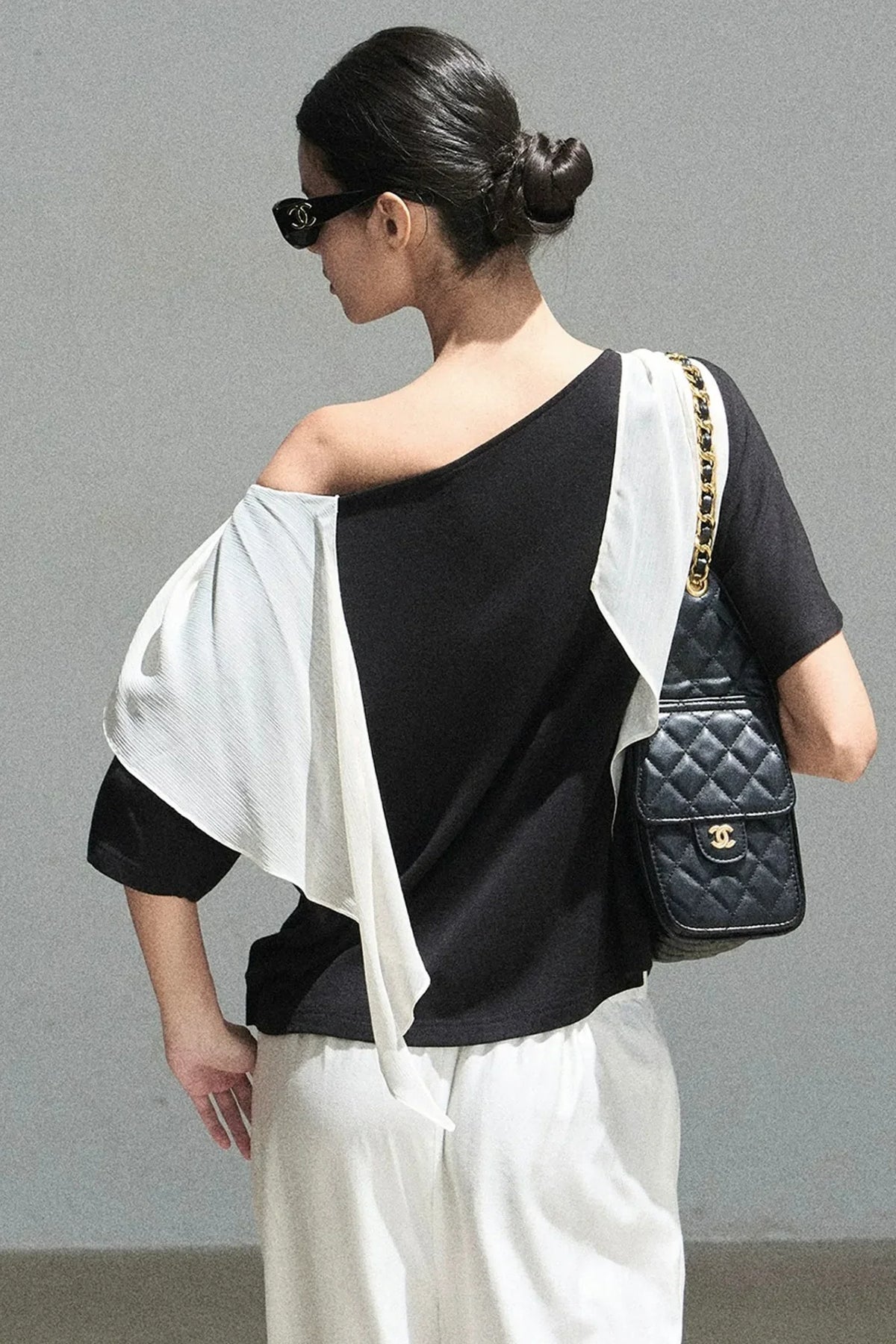 Black and White Off-Shoulder Top