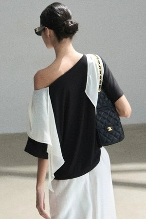 Black and White Off-Shoulder Top