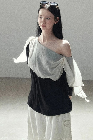 Black and White Off-Shoulder Top