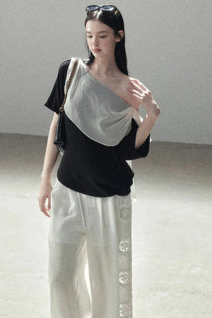 Black and White Off-Shoulder Top