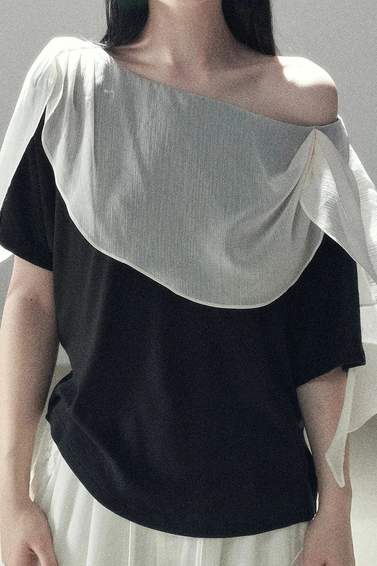 Black and White Off-Shoulder Top