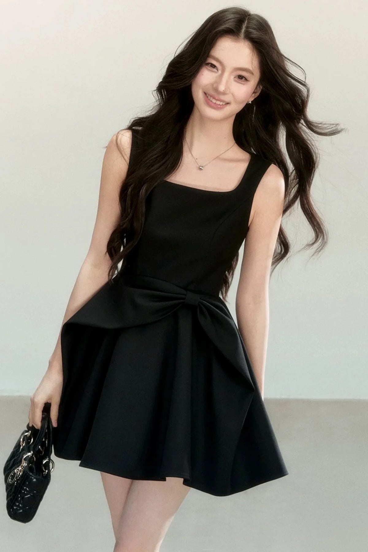 Black Bow Suspender Dress