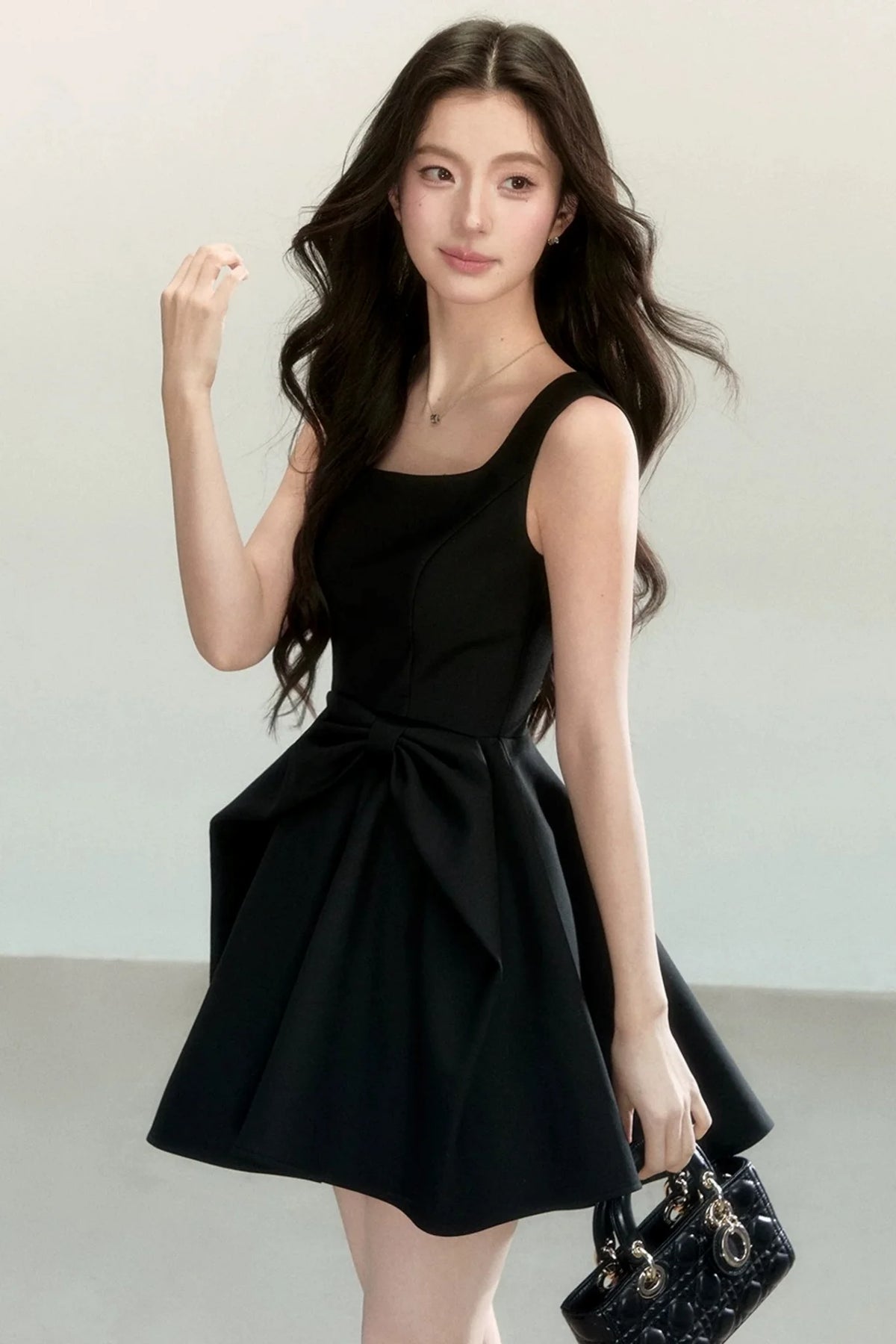 Black Bow Suspender Dress