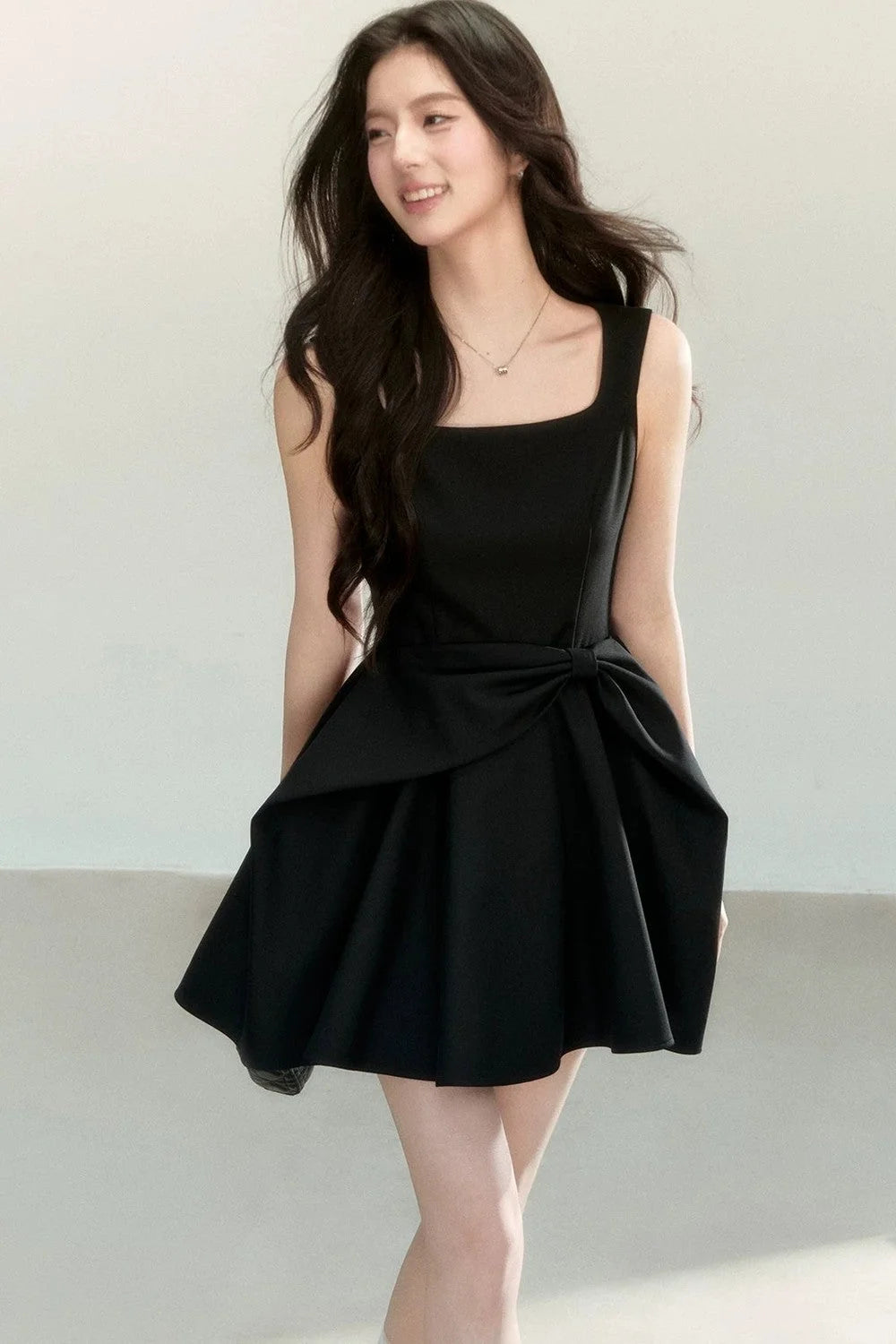 Black Bow Suspender Dress
