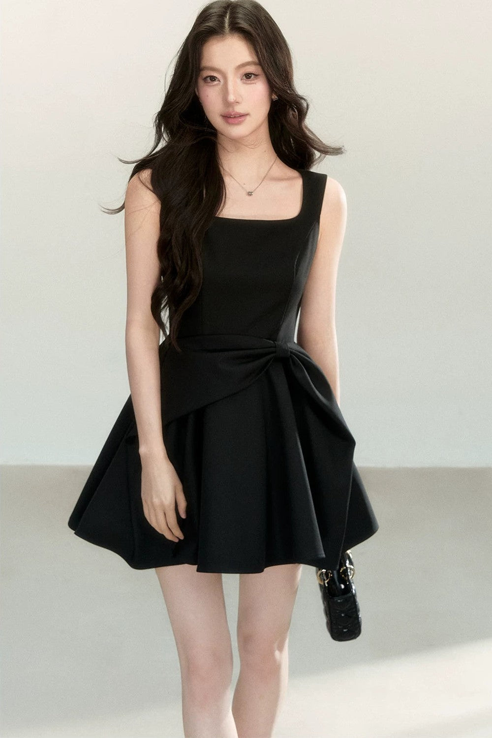 Black Bow Suspender Dress