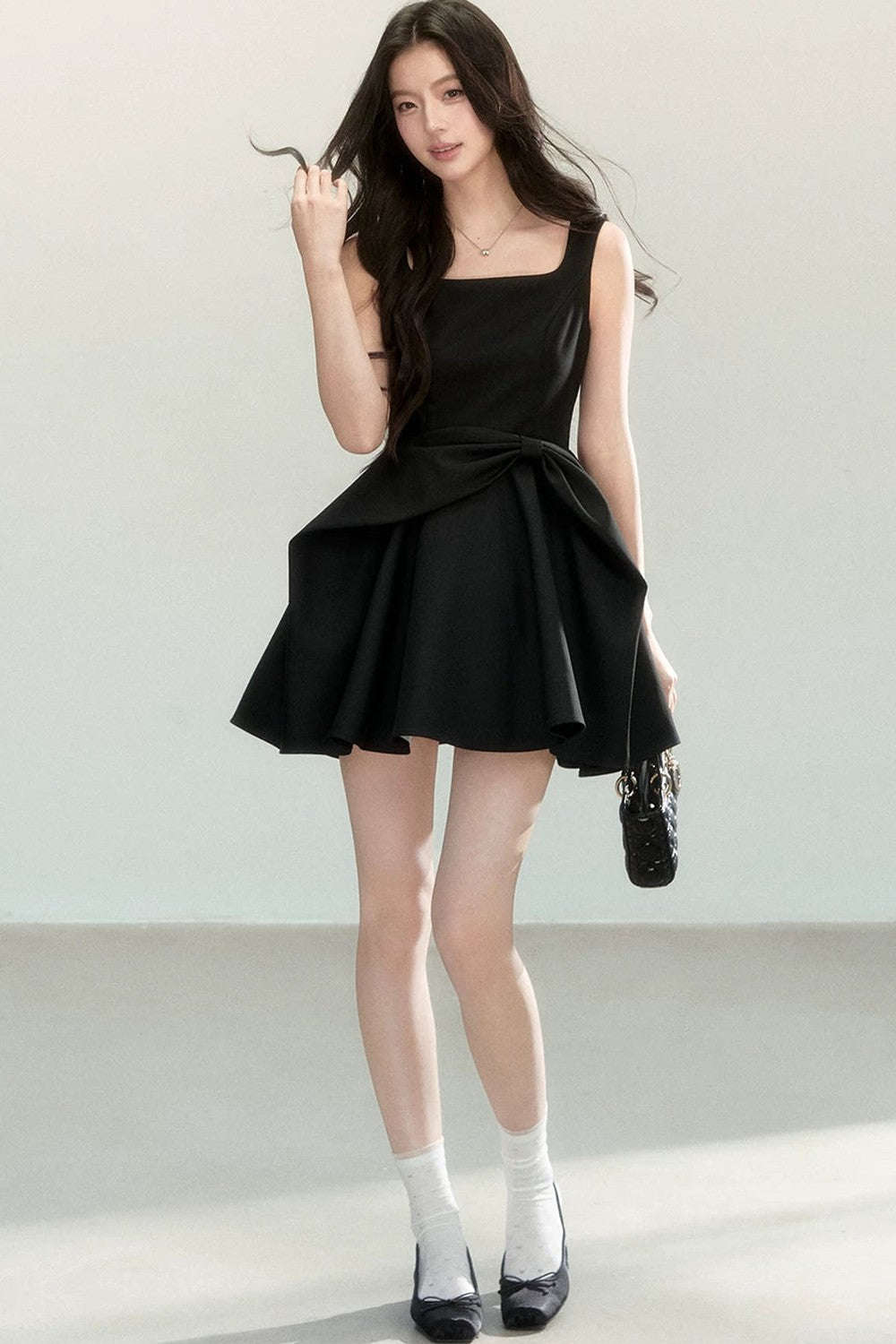 Black Bow Suspender Dress