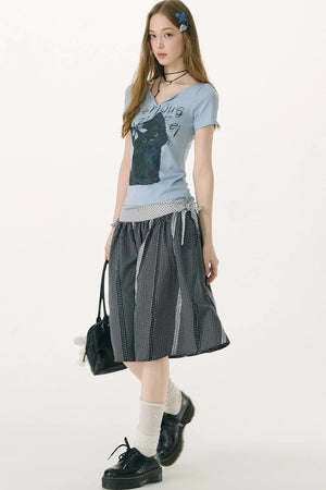Black Cat V-Neck T-Shirt
