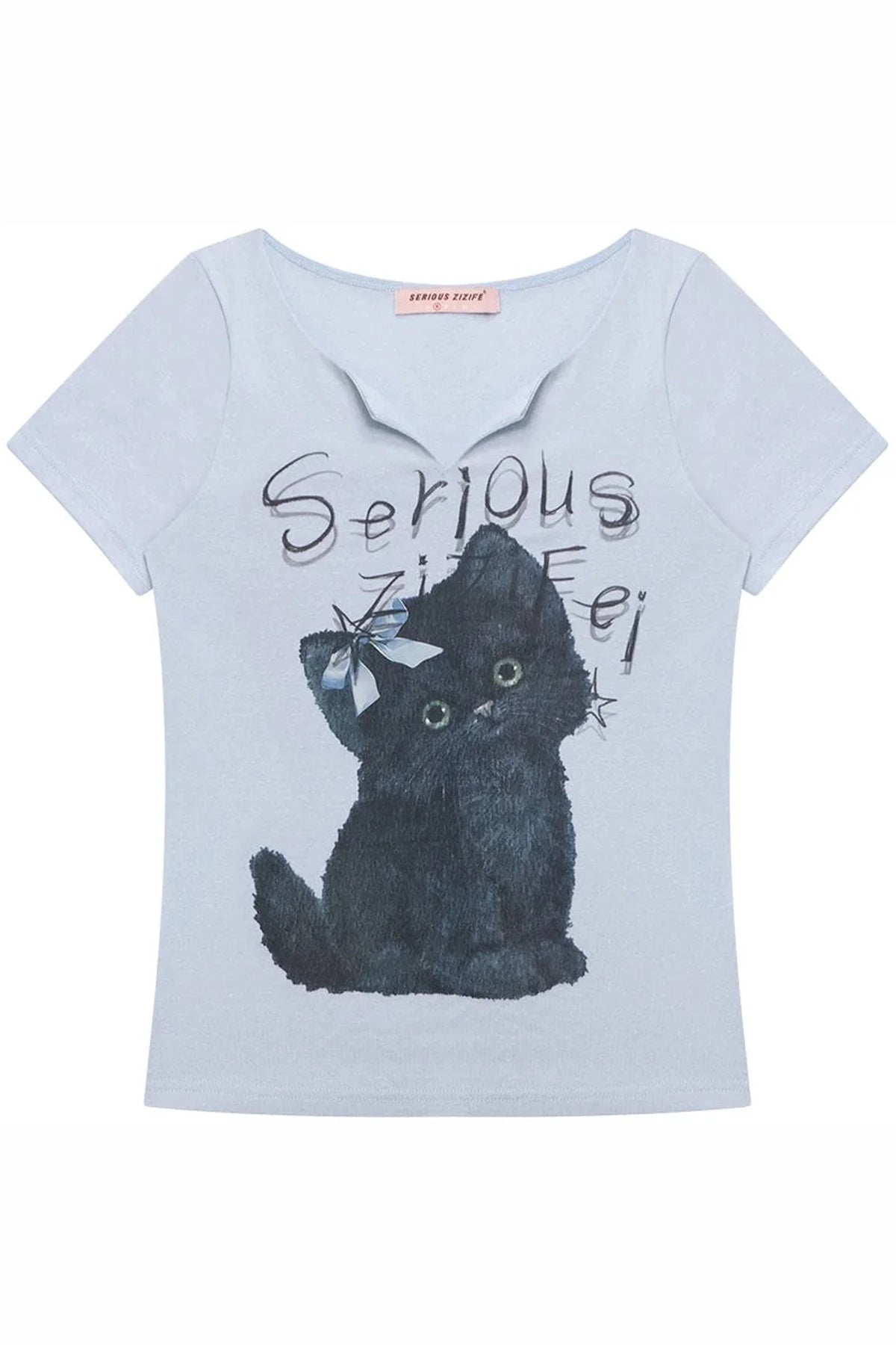 Black Cat V-Neck T-Shirt