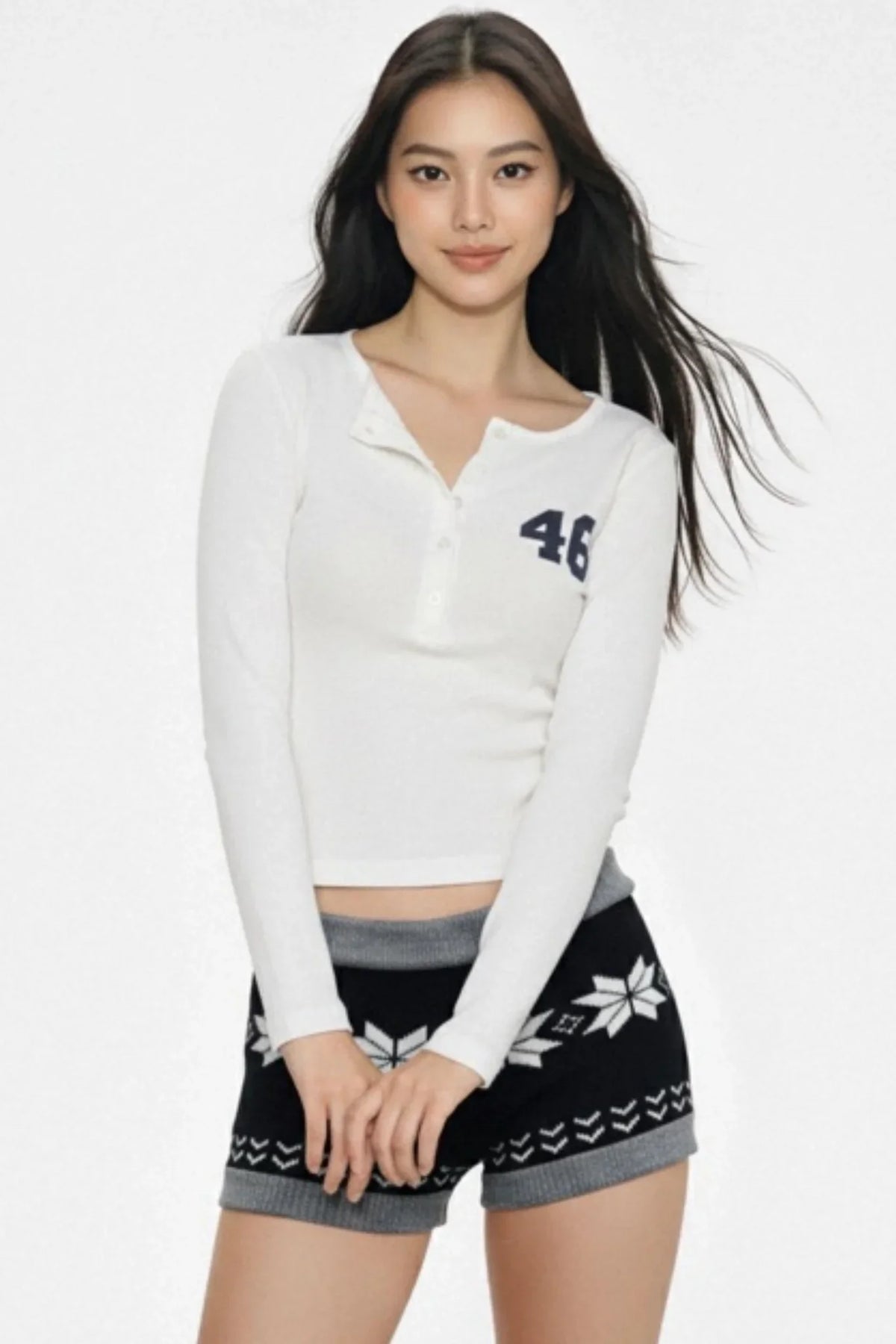 Black Fair Isle Knit Shorts