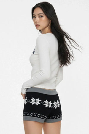 Black Fair Isle Knit Shorts