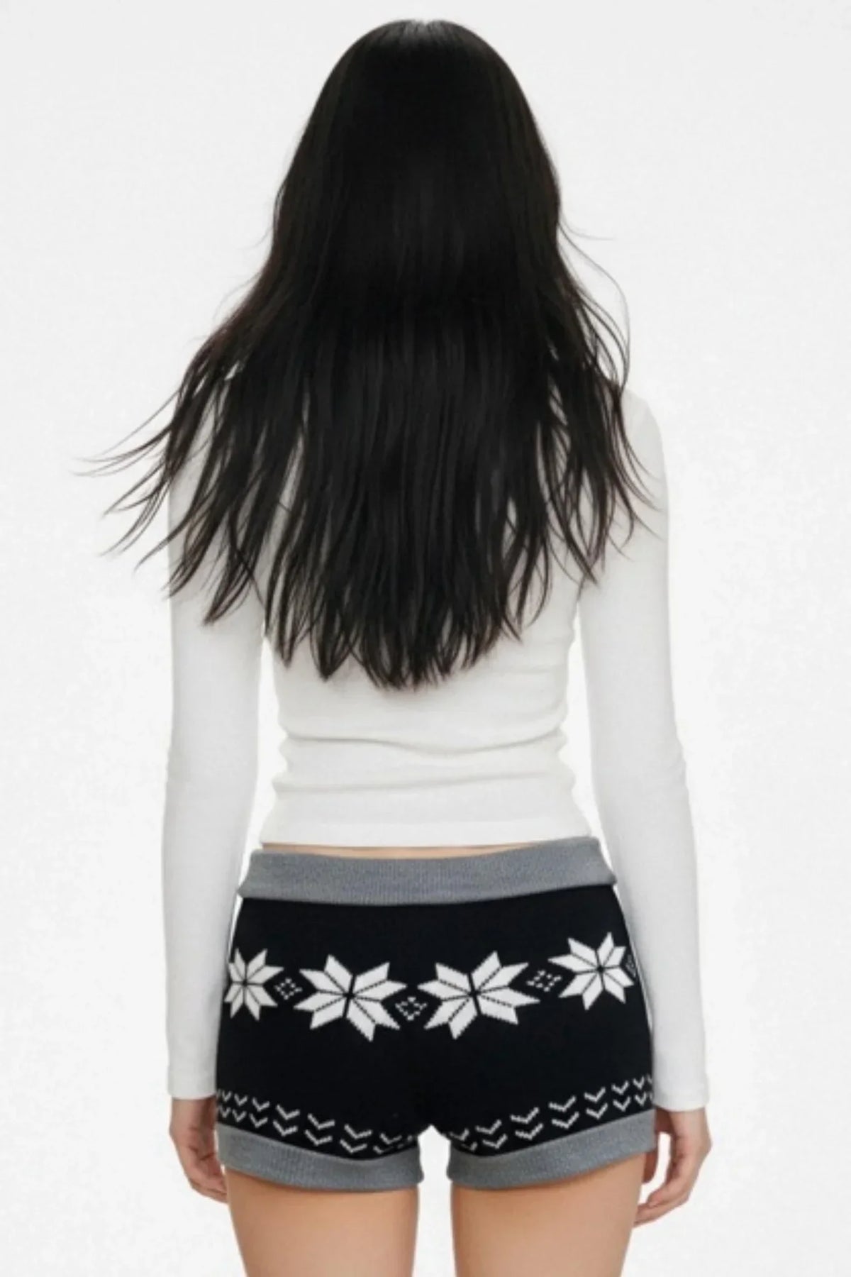 Black Fair Isle Knit Shorts