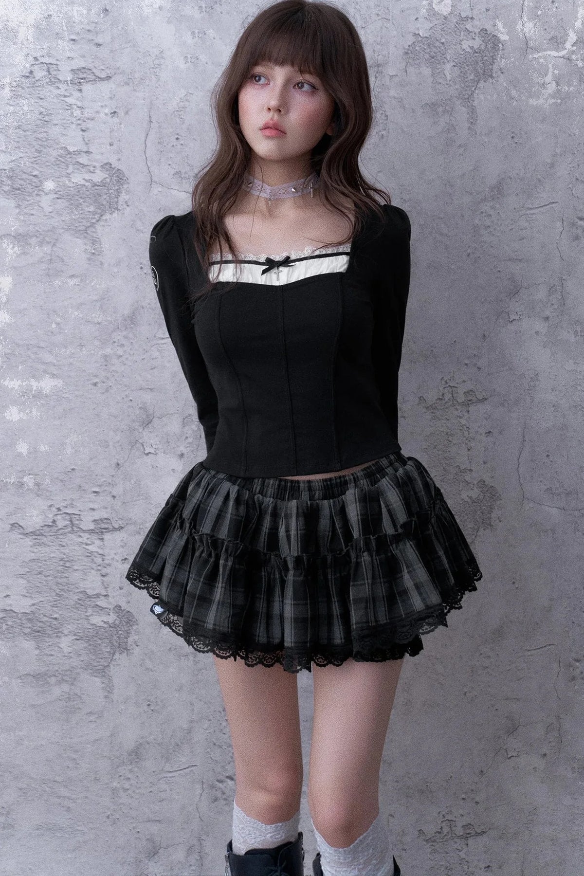 Black Faux Fishbone Slim-Fit T-Shirt