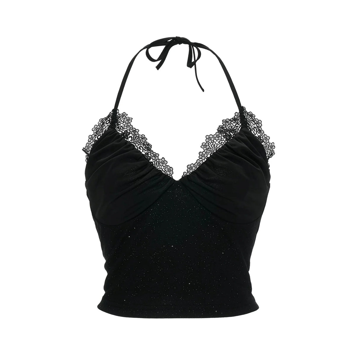 Black Floral Halter Tie Camisole Top Set-Up