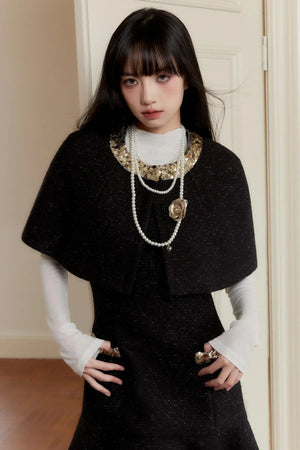 Black Gold Suit Skirt Dress Set-Up