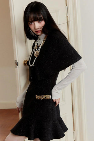 Black Gold Suit Skirt Dress Set-Up