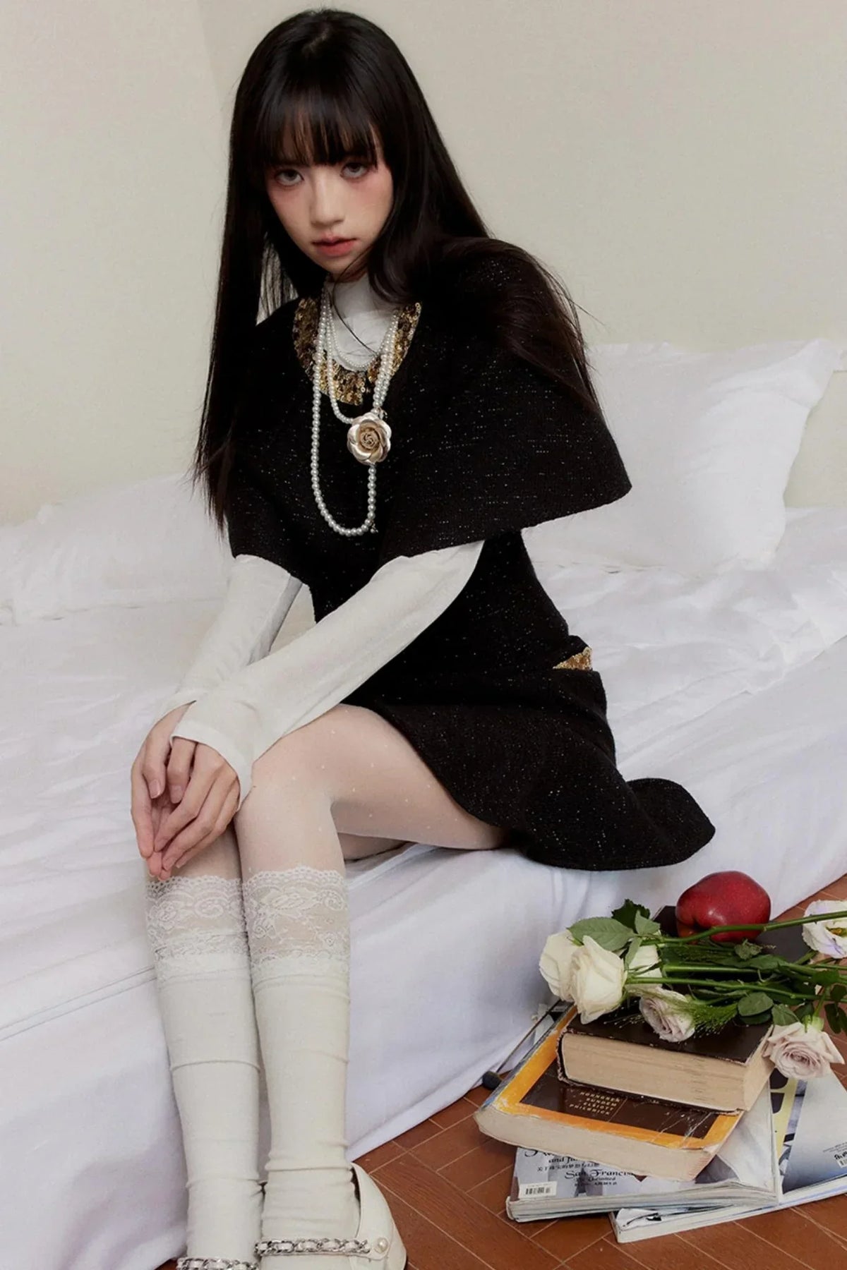 Black Gold Suit Skirt Dress Set-Up