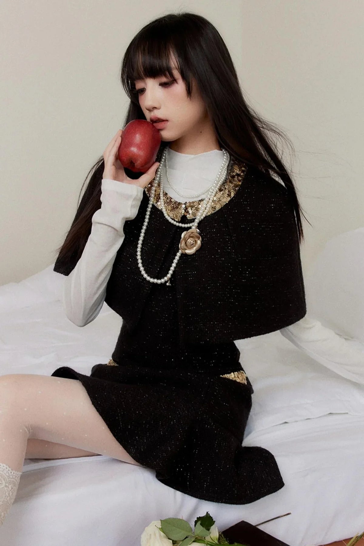 Black Gold Suit Skirt Dress Set-Up