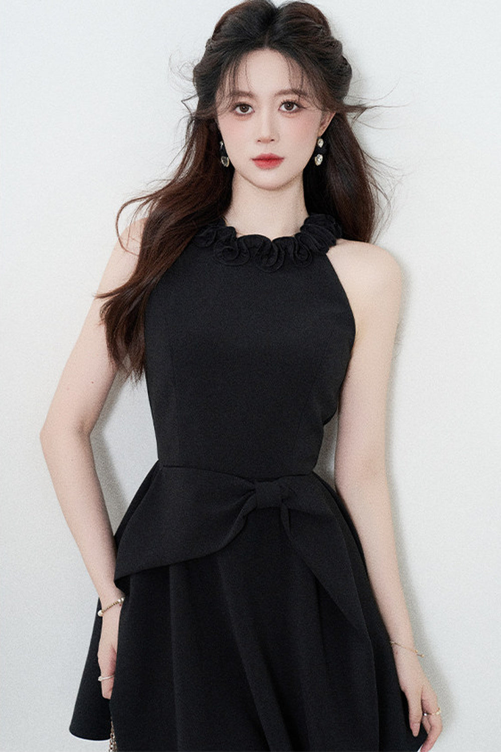 Black Halter A-Line Dress
