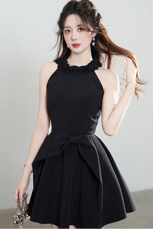 Black Halter A-Line Dress