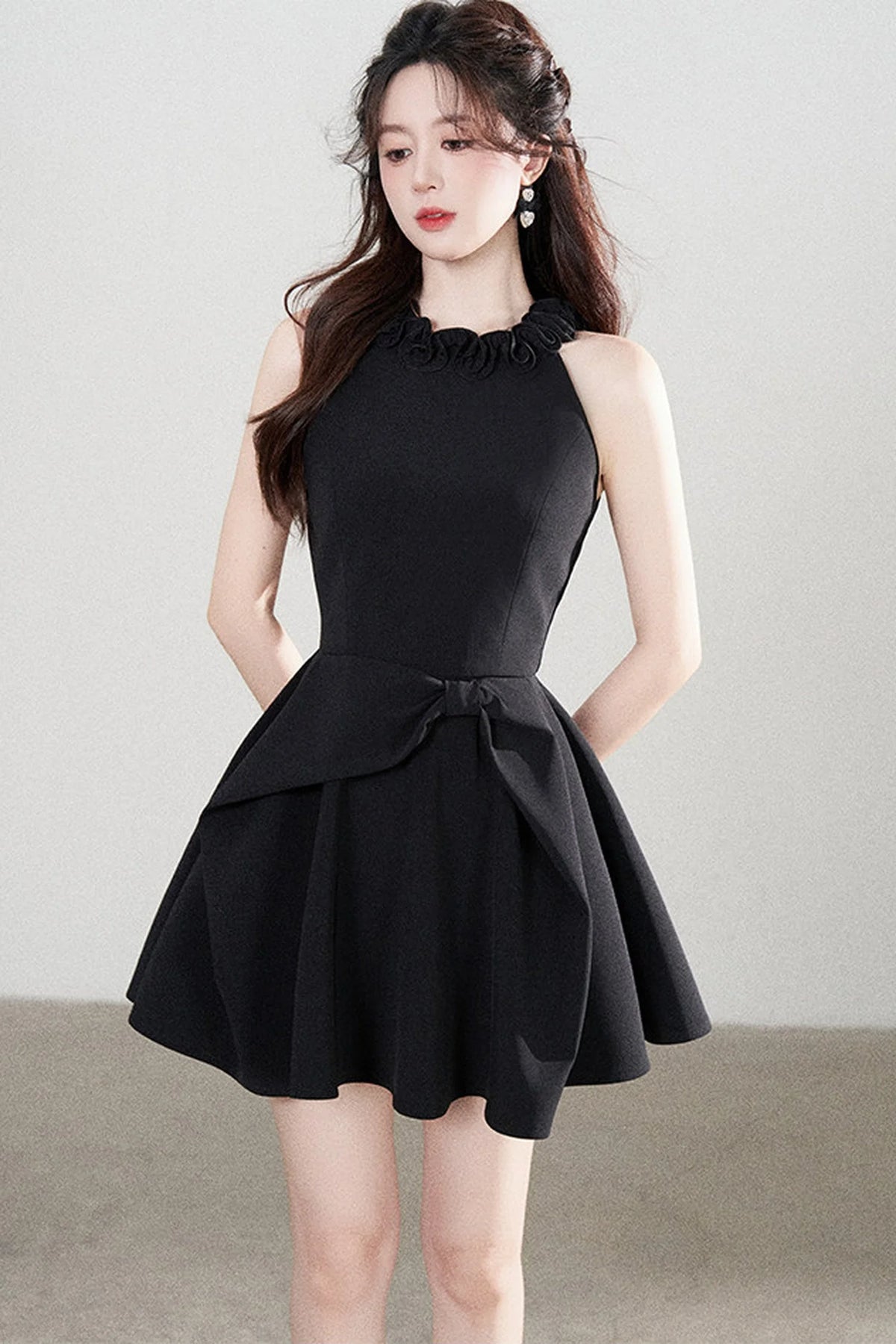 Black Halter A-Line Dress