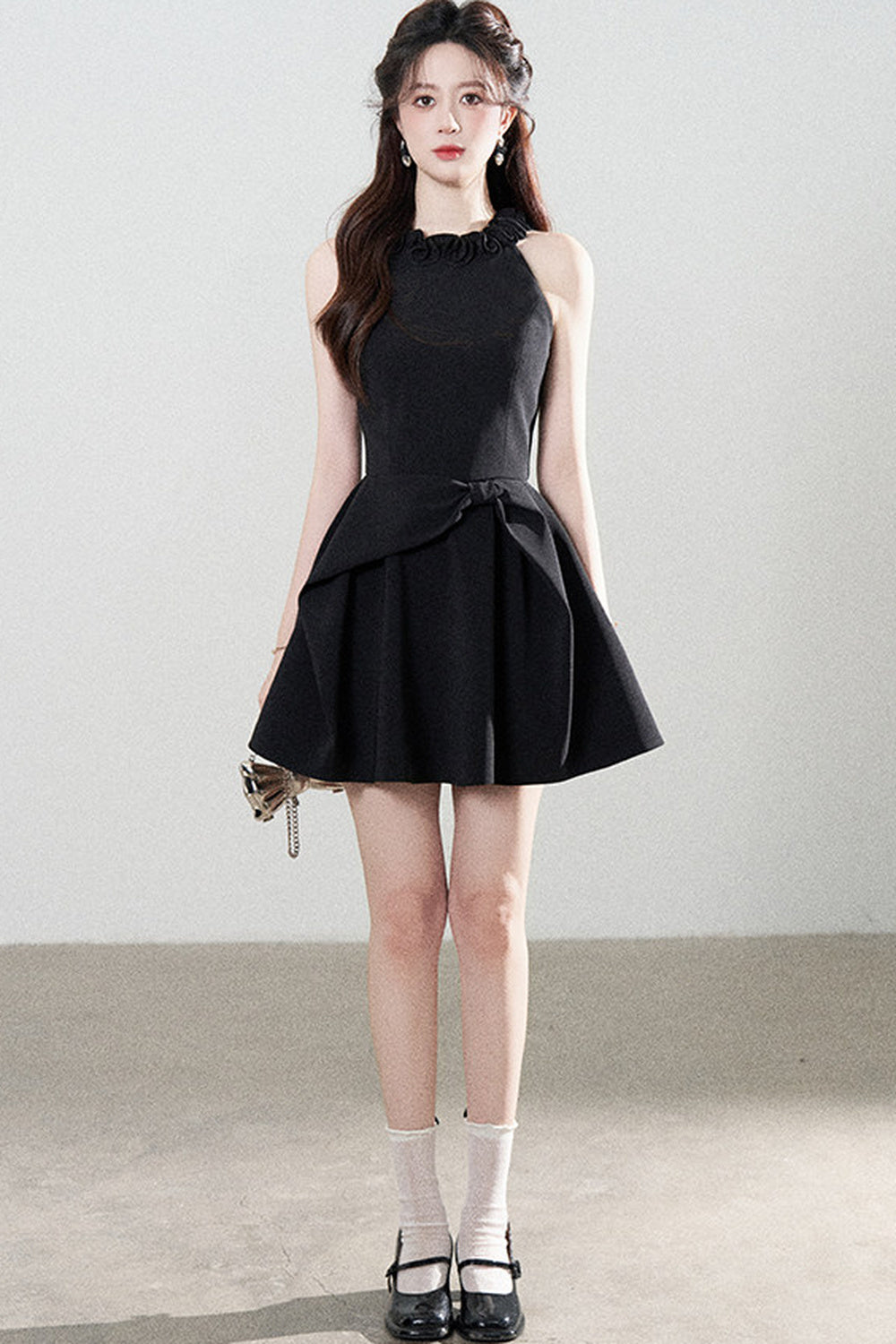 Black Halter A-Line Dress